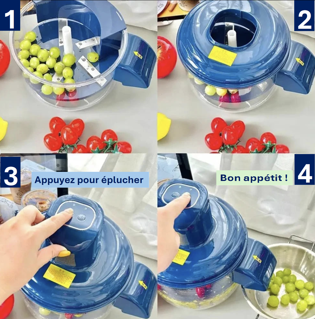 Éplucheur automatique de raisin, ails et fruits à peau fine